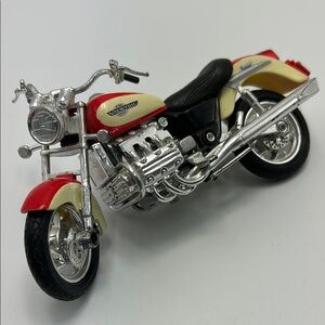 Red and Cream Classic Toy Car with Realistic Details